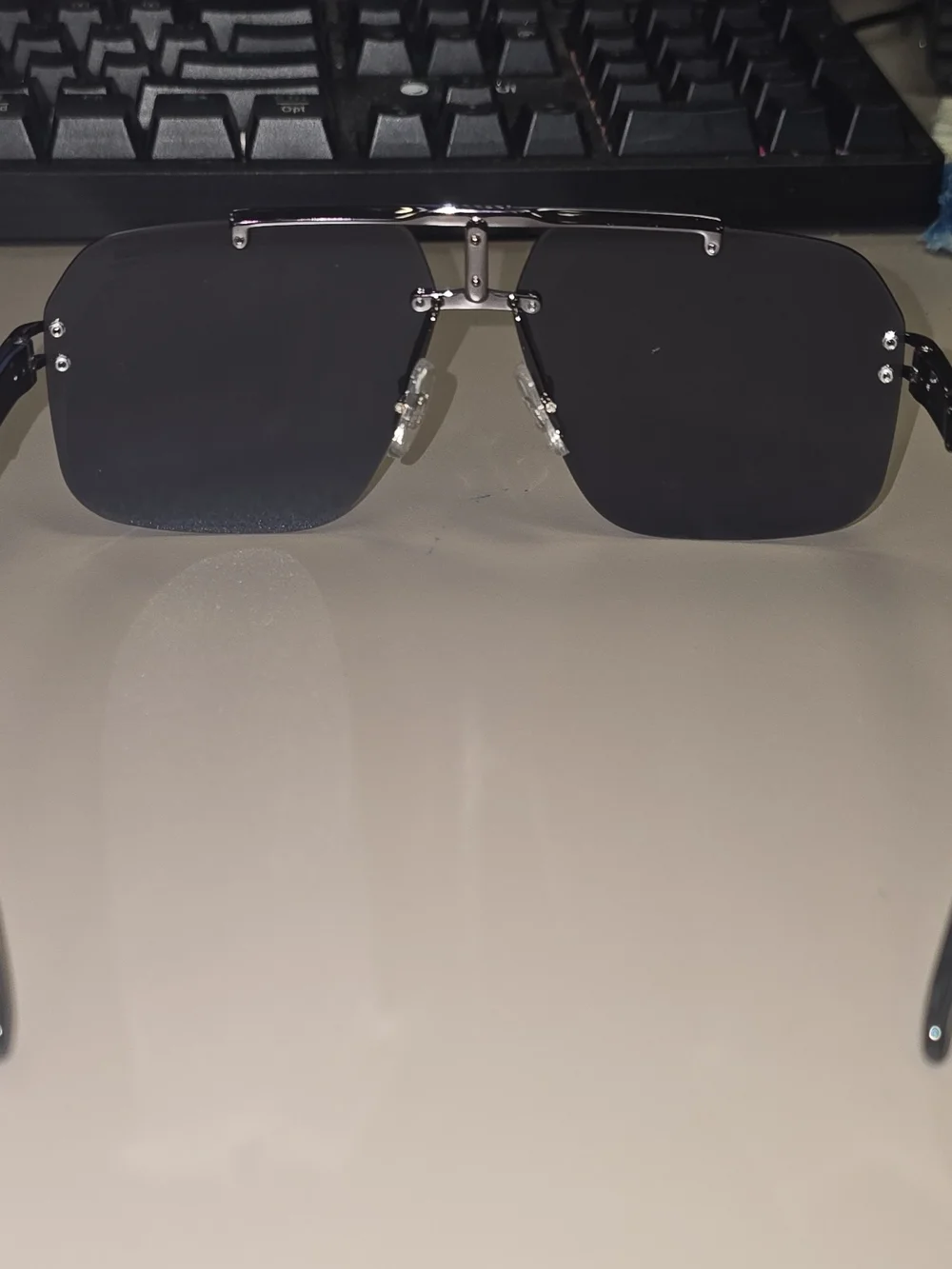 NEW Carrera 1054/S V81IR Rimless Sunglasses Ruthenium Grey Double Bridge + Case